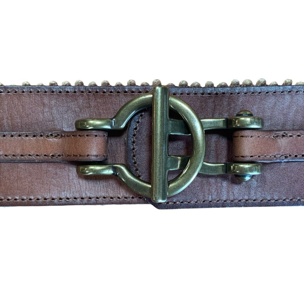 Fossil Leather & Macrame Stretch Belt with Burnished Gold Buckle Womens O/S - Picture 8 of 14